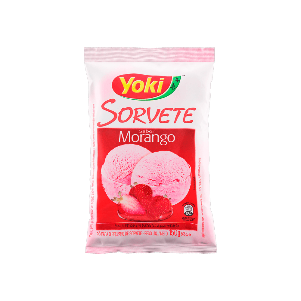 Pó para Sorvete Morango Yoki Pacote 150g