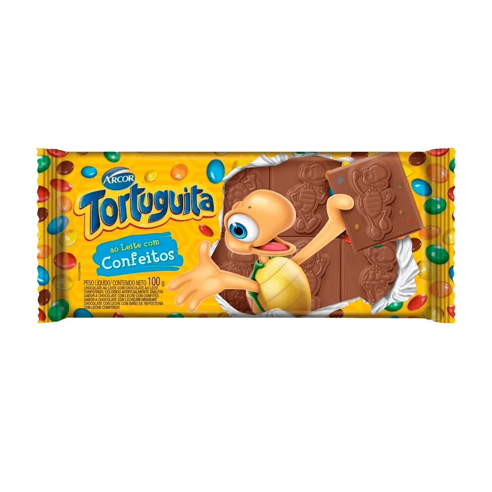 CHOCOLATE ARCOR TORTUGUITA TABLETE 100G CONFEITOS - cricare