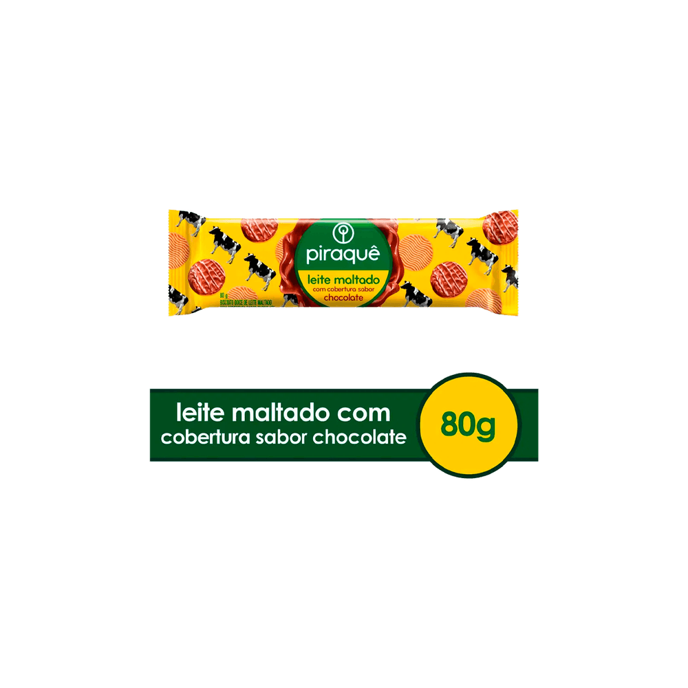 BISCOITO PIRAQUE LEITE MALTADO 80G COBERTO C/CHOCO - cricare