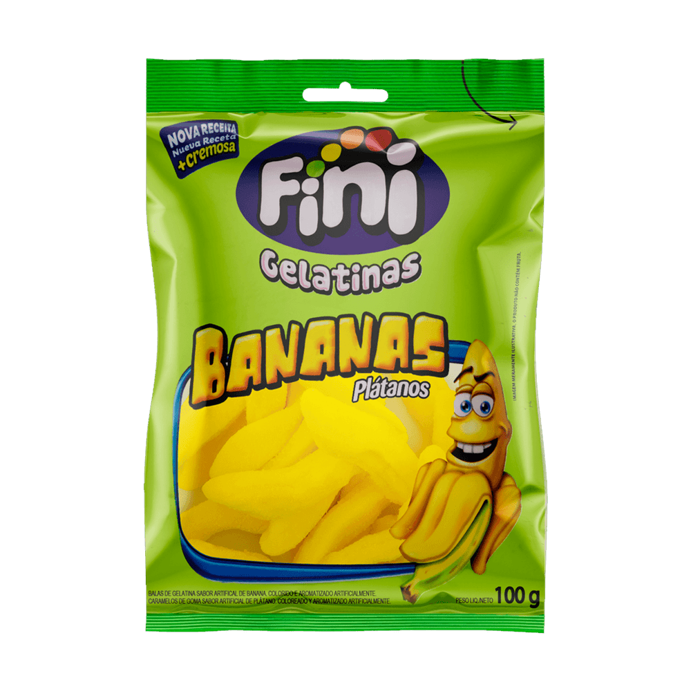 BALA FINI GELATINA PACOTE 90G BANANA - cricare