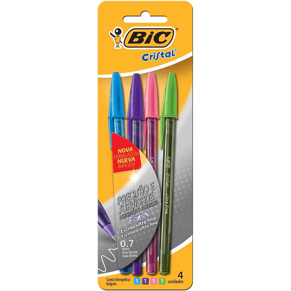 CANETA BIC CRISTAL C/4UN FASHION